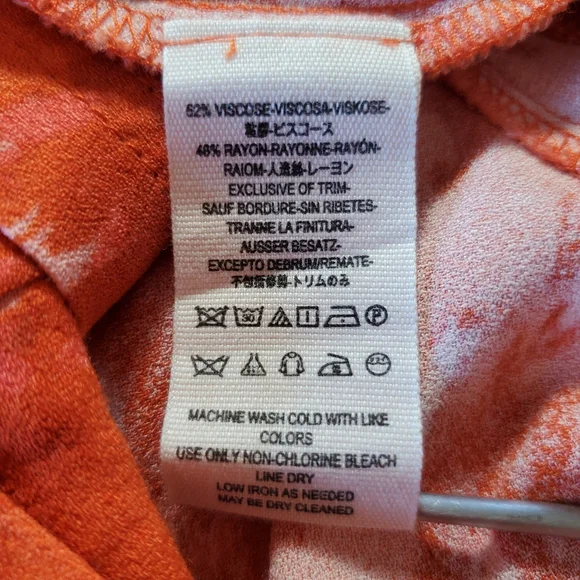 Free People Sze M Dress Mini Sleeveless Open Back Orange Abstract Chiffon Pocket - Picture 11 of 11